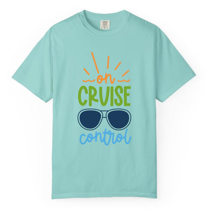 On Cruise Control Shirt - Fun Cruise Ship Apparel for Vacationers (Comfort Color) in Chalky Mint - On Cruise Control Shirt - Bold Sunglasses Vacation Relaxation Design