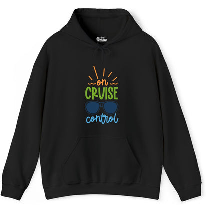 On Cruise Control Shirt - Fun Cruise Ship Apparel for Vacationers (Hoodie) in Black - On Cruise Control Shirt - Bold Sunglasses Vacation Relaxation Design