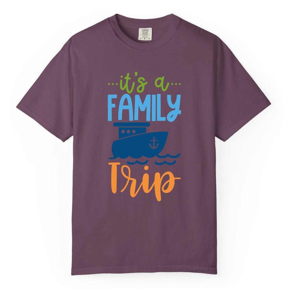 Family Cruise Shirts - Fun Matching Outfits for Family Trip Cruise (Comfort Color) in Berry - Family Cruise Trip Matching Shirts - Fun Ship Illustration Design