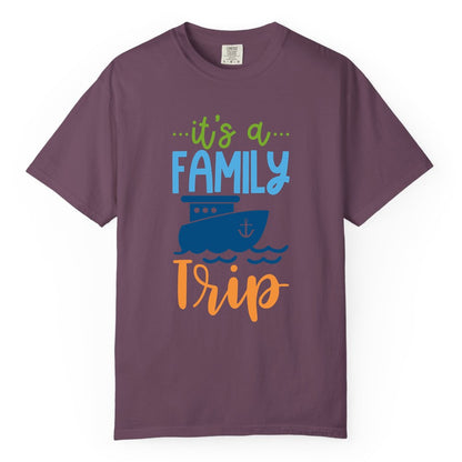 Family Cruise Shirts - Fun Matching Outfits for Family Trip Cruise (Comfort Color) in Berry - Family Cruise Trip Matching Shirts - Fun Ship Illustration Design