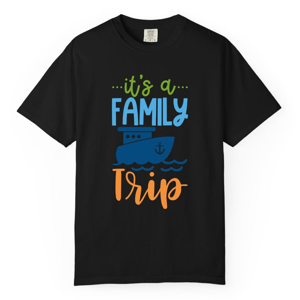 Family Cruise Shirts - Fun Matching Outfits for Family Trip Cruise (Comfort Color) in Black - Family Cruise Trip Matching Shirts - Fun Ship Illustration Design