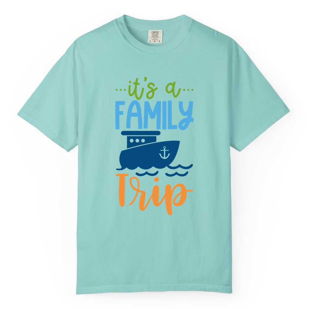 Family Cruise Shirts - Fun Matching Outfits for Family Trip Cruise (Comfort Color) in Chalky Mint - Family Cruise Trip Matching Shirts - Fun Ship Illustration Design