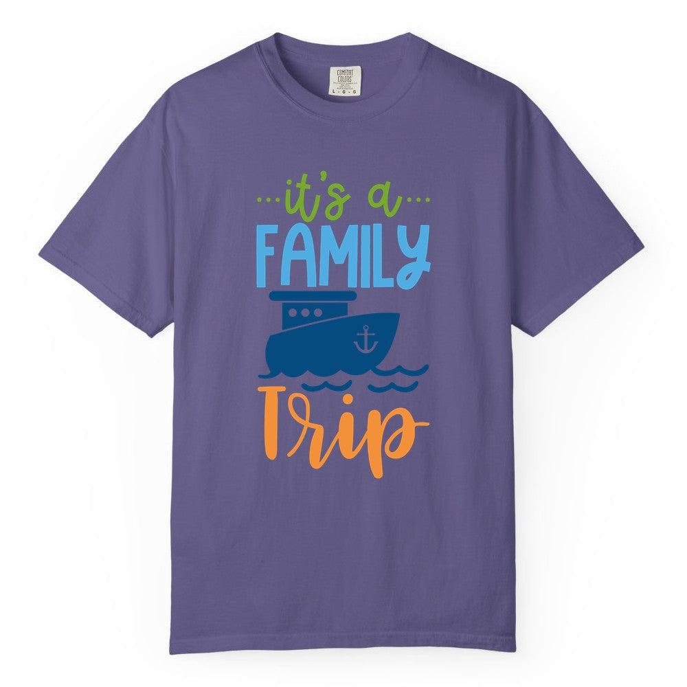 Family Cruise Shirts - Fun Matching Outfits for Family Trip Cruise (Comfort Color) in Grape - Family Cruise Trip Matching Shirts - Fun Ship Illustration Design