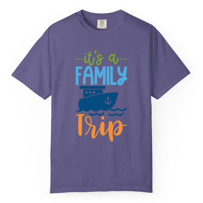 Family Cruise Shirts - Fun Matching Outfits for Family Trip Cruise (Comfort Color) in Grape - Family Cruise Trip Matching Shirts - Fun Ship Illustration Design