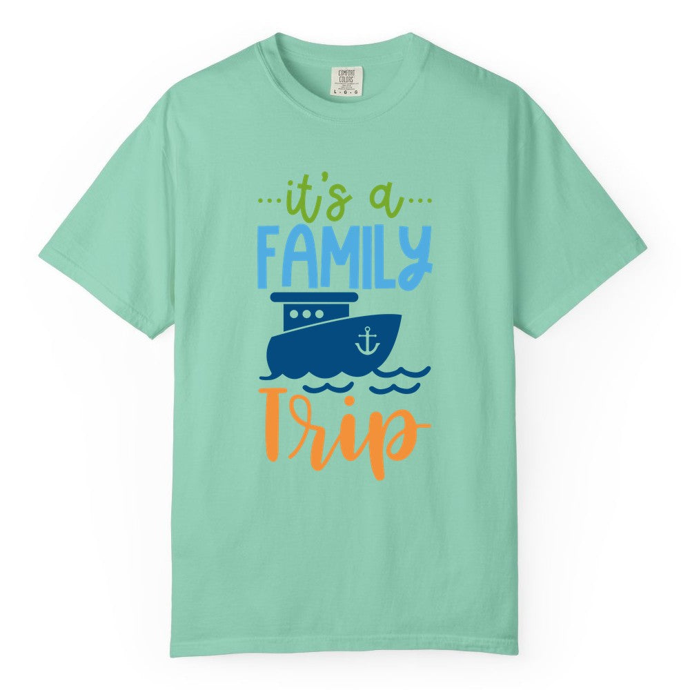 Family Cruise Shirts - Fun Matching Outfits for Family Trip Cruise (Comfort Color) in Island Reef - Family Cruise Trip Matching Shirts - Fun Ship Illustration Design