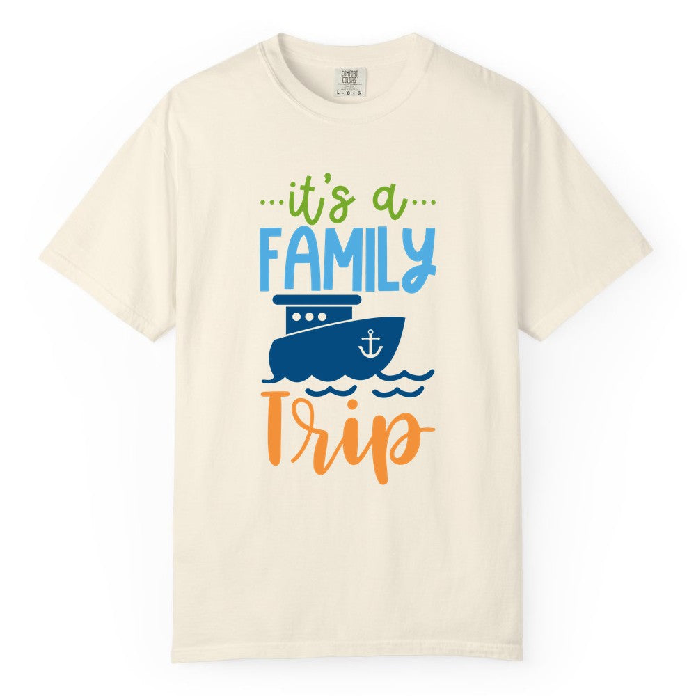 Family Cruise Shirts - Fun Matching Outfits for Family Trip Cruise (Comfort Color) in Ivory - Family Cruise Trip Matching Shirts - Fun Ship Illustration Design