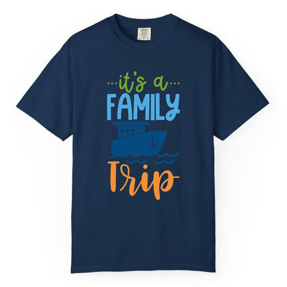Family Cruise Shirts - Fun Matching Outfits for Family Trip Cruise (Comfort Color) in Navy - Family Cruise Trip Matching Shirts - Fun Ship Illustration Design
