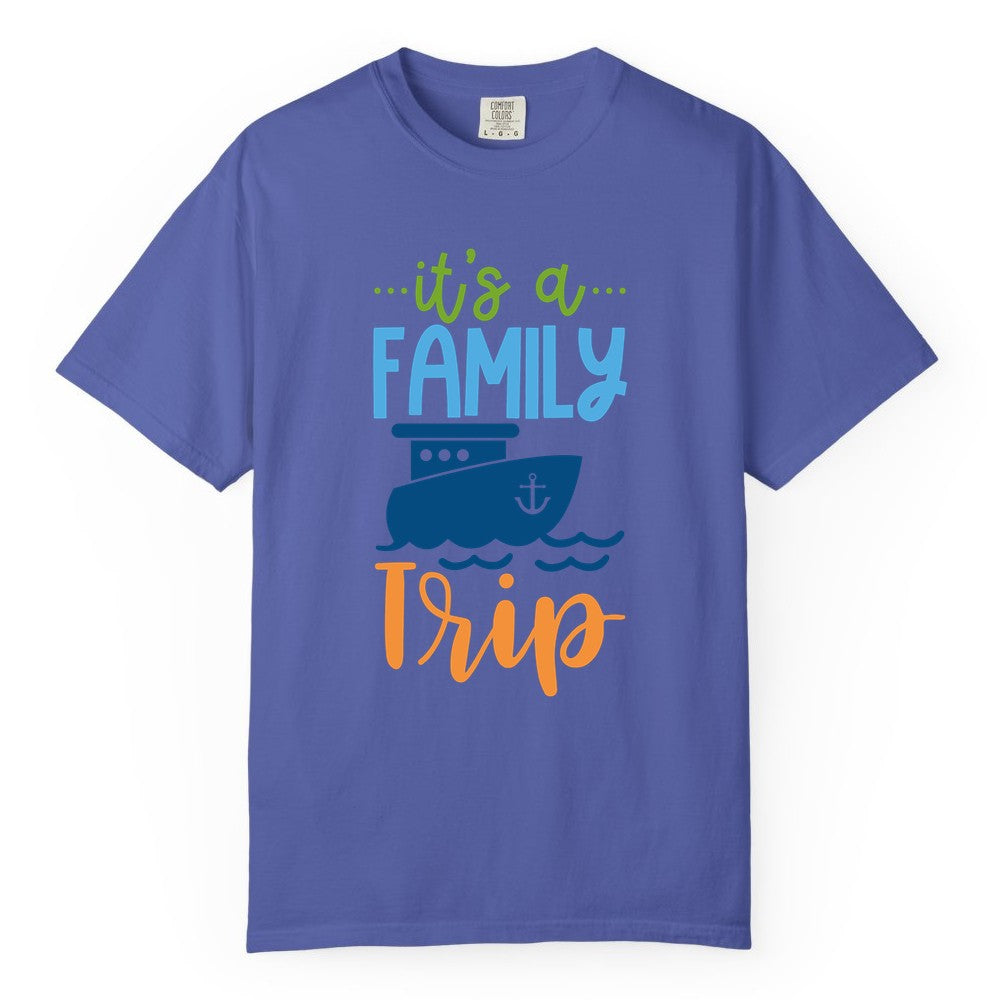 Family Cruise Shirts - Fun Matching Outfits for Family Trip Cruise (Comfort Color) in Periwinkle - Family Cruise Trip Matching Shirts - Fun Ship Illustration Design