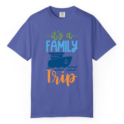 Family Cruise Shirts - Fun Matching Outfits for Family Trip Cruise (Comfort Color) in Periwinkle - Family Cruise Trip Matching Shirts - Fun Ship Illustration Design