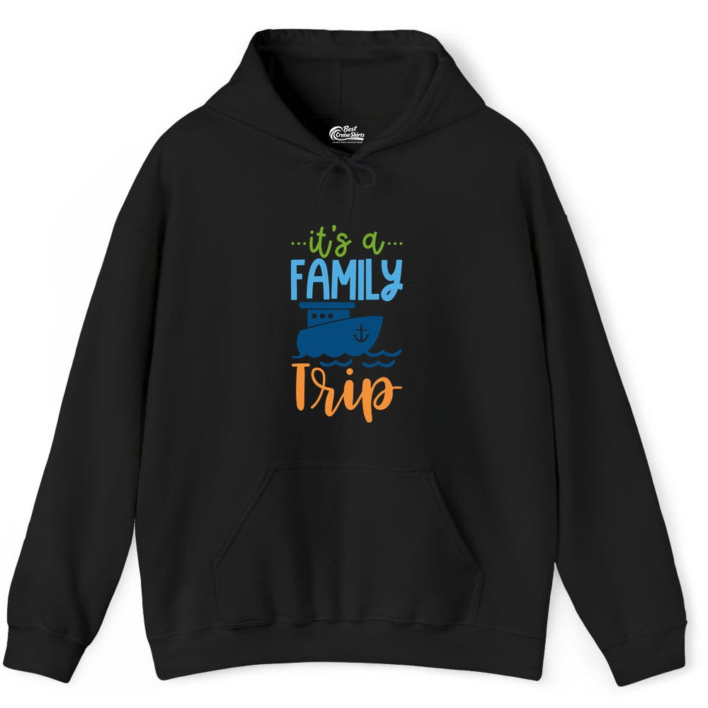 Family Cruise Shirts - Fun Matching Outfits for Family Trip Cruise (Hoodie) in Black - Family Cruise Trip Matching Shirts - Fun Ship Illustration Design