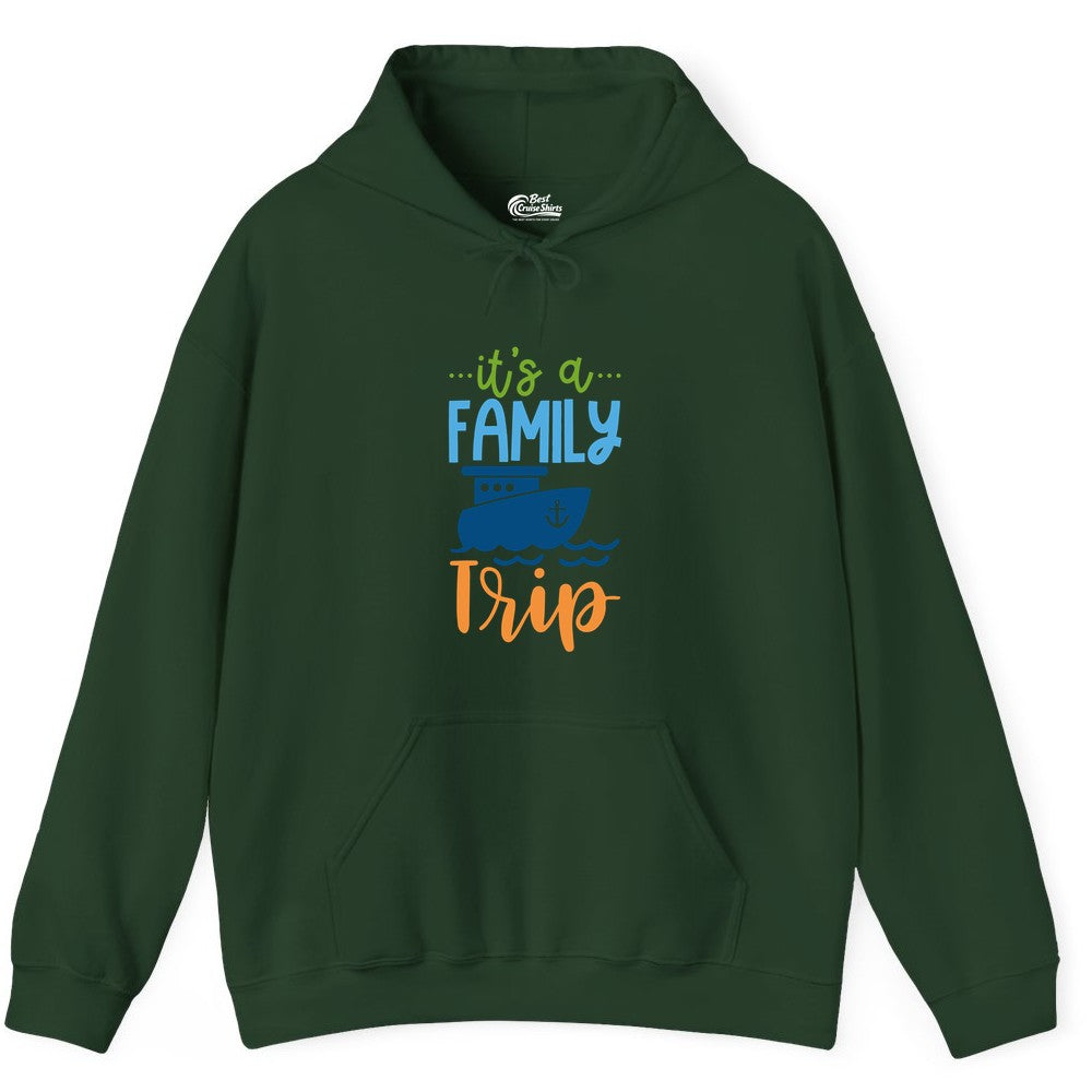 Family Cruise Shirts - Fun Matching Outfits for Family Trip Cruise (Hoodie) in Forest Green - Family Cruise Trip Matching Shirts - Fun Ship Illustration Design