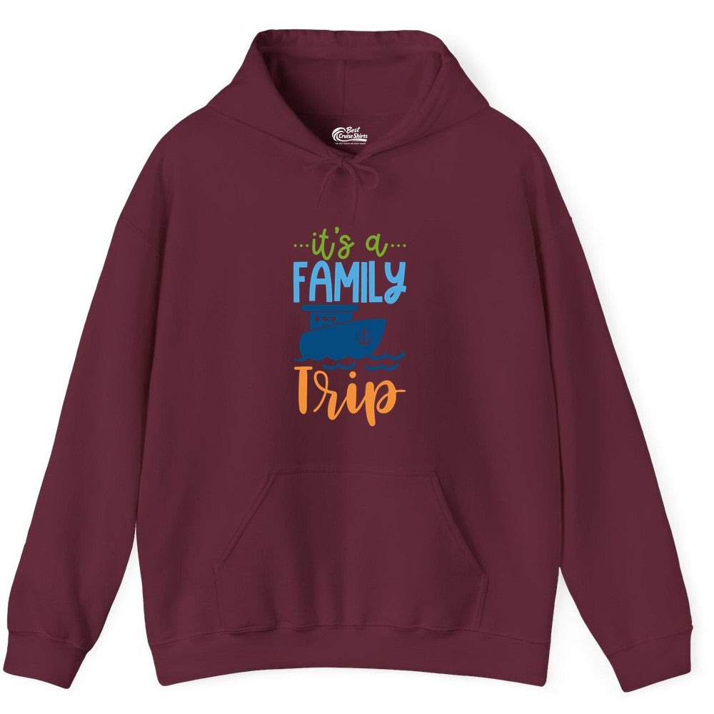 Family Cruise Shirts - Fun Matching Outfits for Family Trip Cruise (Hoodie) in Maroon - Family Cruise Trip Matching Shirts - Fun Ship Illustration Design