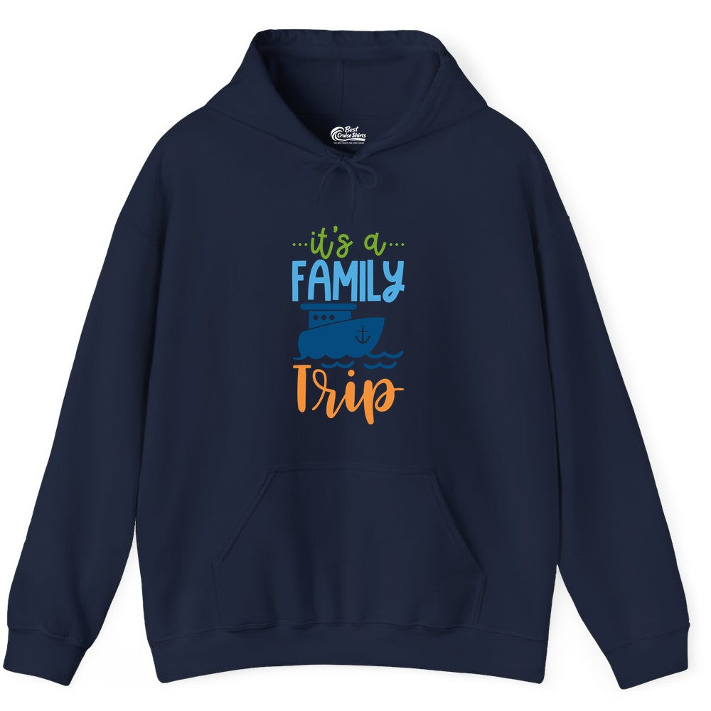 Family Cruise Shirts - Fun Matching Outfits for Family Trip Cruise (Hoodie) in Navy - Family Cruise Trip Matching Shirts - Fun Ship Illustration Design