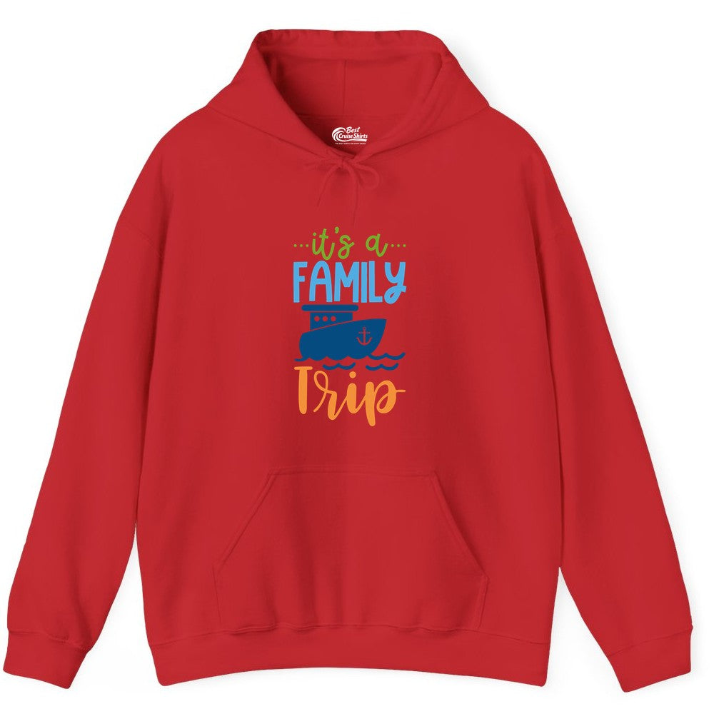 Family Cruise Shirts - Fun Matching Outfits for Family Trip Cruise (Hoodie) in Red - Family Cruise Trip Matching Shirts - Fun Ship Illustration Design