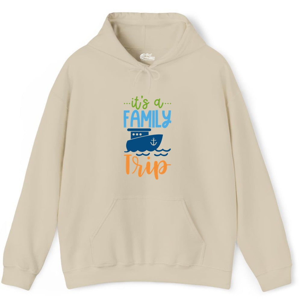 Family Cruise Shirts - Fun Matching Outfits for Family Trip Cruise (Hoodie) in Sand - Family Cruise Trip Matching Shirts - Fun Ship Illustration Design