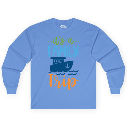 Family Cruise Shirts - Fun Matching Outfits for Family Trip Cruise (Long Sleeve) in Carolina Blue - Family Cruise Trip Matching Shirts - Fun Ship Illustration Design