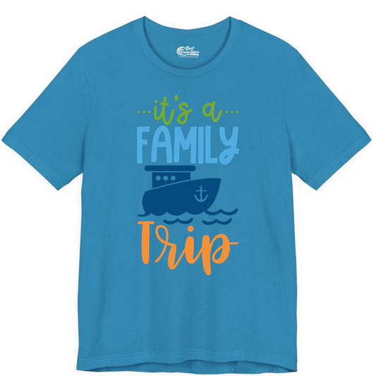 Family Cruise Shirts - Fun Matching Outfits for Family Trip Cruise (Premium Tee) in Aqua - Family Cruise Trip Matching Shirts - Fun Ship Illustration Design