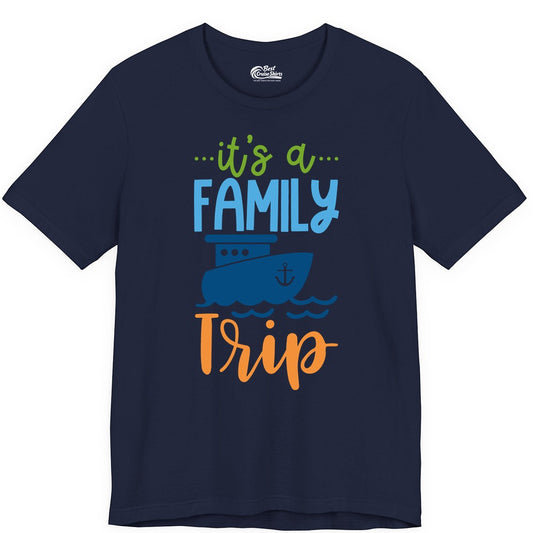 Family Cruise Shirts - Fun Matching Outfits for Family Trip Cruise (Premium Tee) in Navy - Family Cruise Trip Matching Shirts - Fun Ship Illustration Design