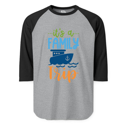 Family Cruise Shirts - Fun Matching Outfits for Family Trip Cruise (Raglan) in Heather GreyBlack - Family Cruise Trip Matching Shirts - Fun Ship Illustration Design
