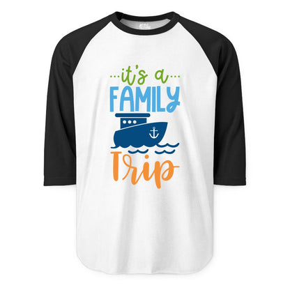 Family Cruise Shirts - Fun Matching Outfits for Family Trip Cruise (Raglan) in WhiteBlack - Family Cruise Trip Matching Shirts - Fun Ship Illustration Design