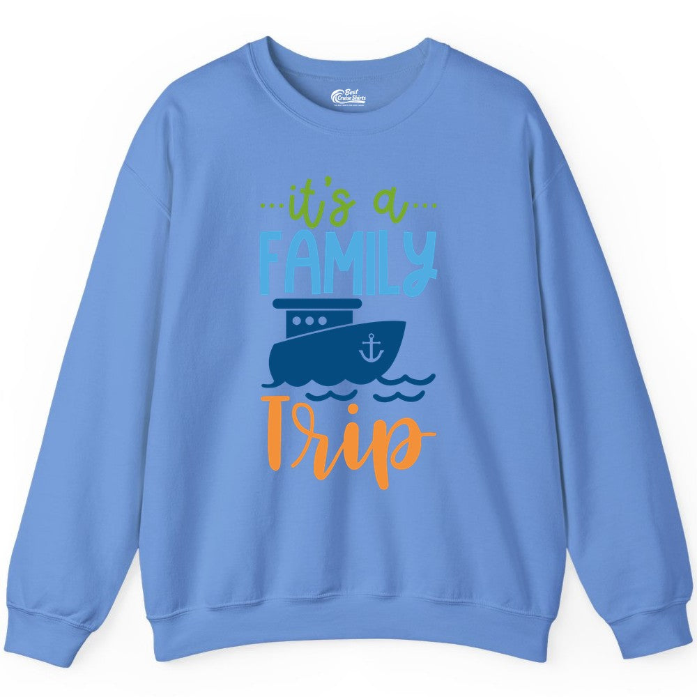 Family Cruise Shirts - Fun Matching Outfits for Family Trip Cruise (Sweatshirt) in Carolina Blue - Family Cruise Trip Matching Shirts - Fun Ship Illustration Design