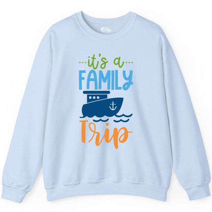 Family Cruise Shirts - Fun Matching Outfits for Family Trip Cruise (Sweatshirt) in Light Blue - Family Cruise Trip Matching Shirts - Fun Ship Illustration Design