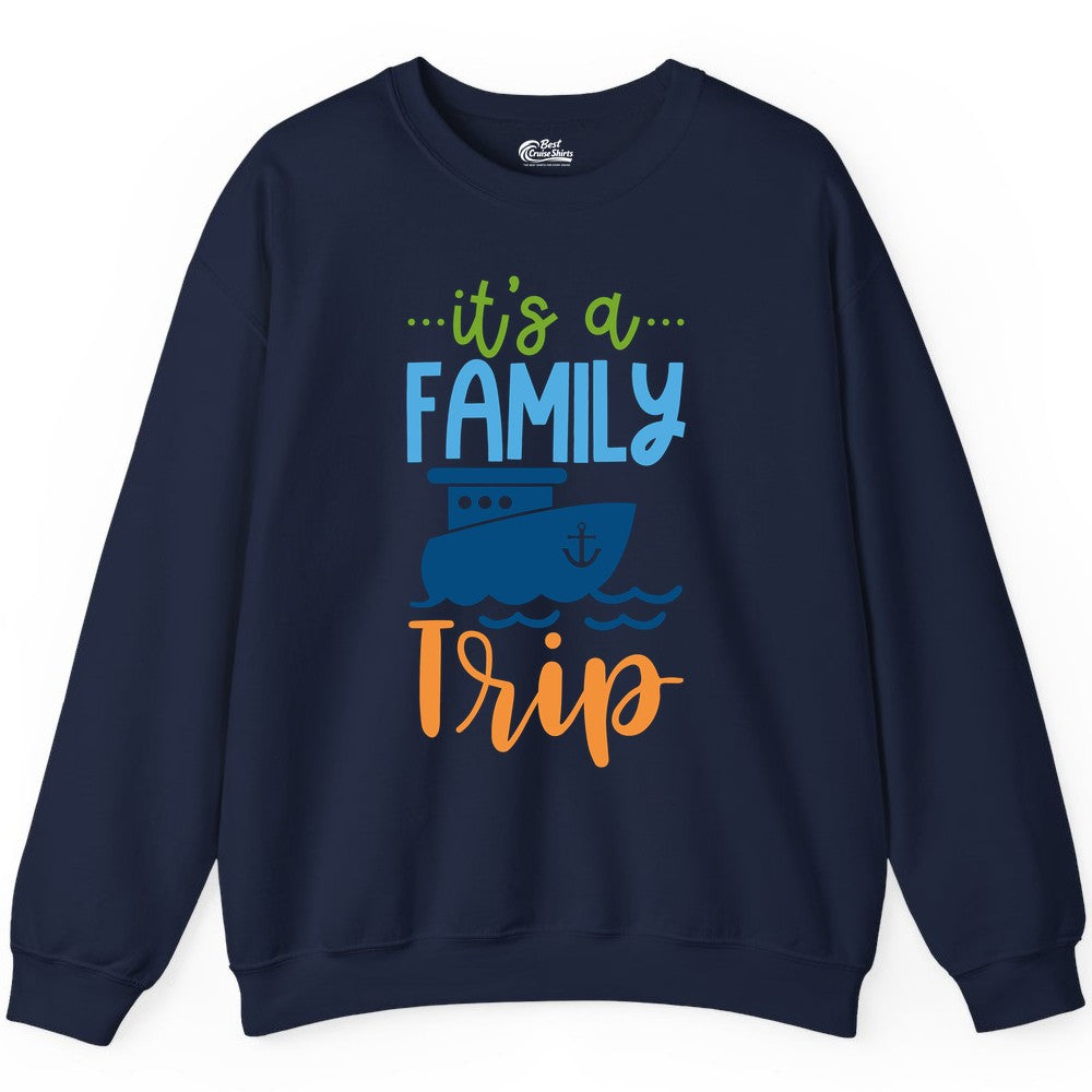 Family Cruise Shirts - Fun Matching Outfits for Family Trip Cruise (Sweatshirt) in Navy - Family Cruise Trip Matching Shirts - Fun Ship Illustration Design
