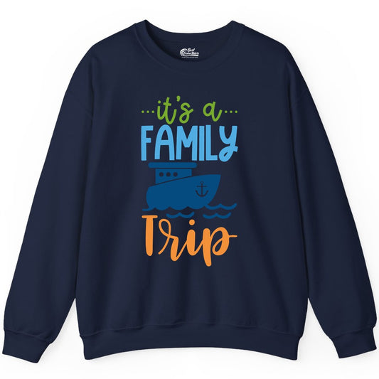 Family Cruise Shirts - Fun Matching Outfits for Family Trip Cruise (Sweatshirt) in Navy - Family Cruise Trip Matching Shirts - Fun Ship Illustration Design