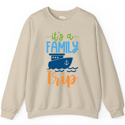 Family Cruise Shirts - Fun Matching Outfits for Family Trip Cruise (Sweatshirt) in Sand - Family Cruise Trip Matching Shirts - Fun Ship Illustration Design