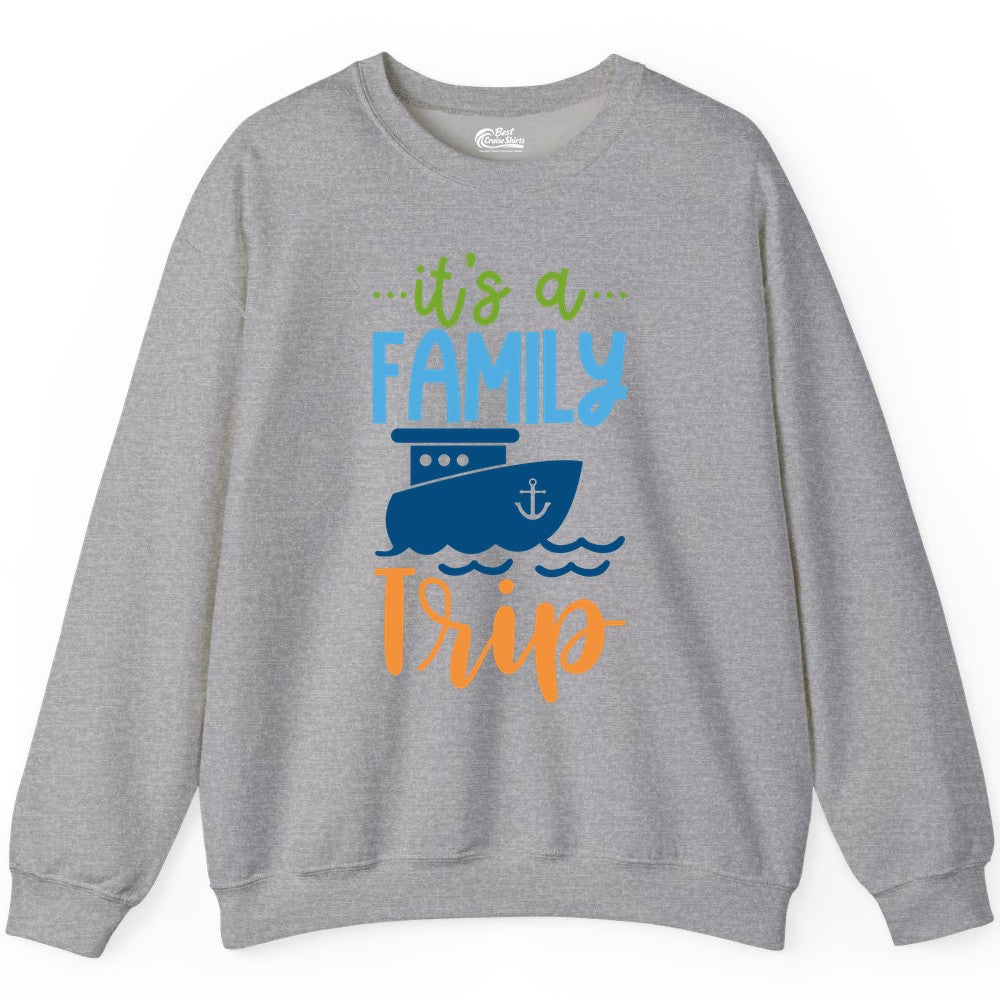 Family Cruise Shirts - Fun Matching Outfits for Family Trip Cruise (Sweatshirt) in Sport Grey - Family Cruise Trip Matching Shirts - Fun Ship Illustration Design