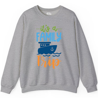 Family Cruise Shirts - Fun Matching Outfits for Family Trip Cruise (Sweatshirt) in Sport Grey - Family Cruise Trip Matching Shirts - Fun Ship Illustration Design