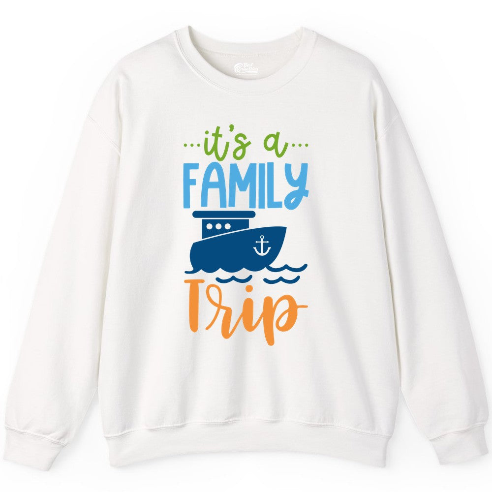 Family Cruise Shirts - Fun Matching Outfits for Family Trip Cruise (Sweatshirt) in White - Family Cruise Trip Matching Shirts - Fun Ship Illustration Design