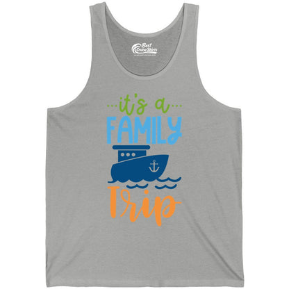 Family Cruise Shirts - Fun Matching Outfits for Family Trip Cruise (Tank Top) in Athletic Heather - Family Cruise Trip Matching Shirts - Fun Ship Illustration Design