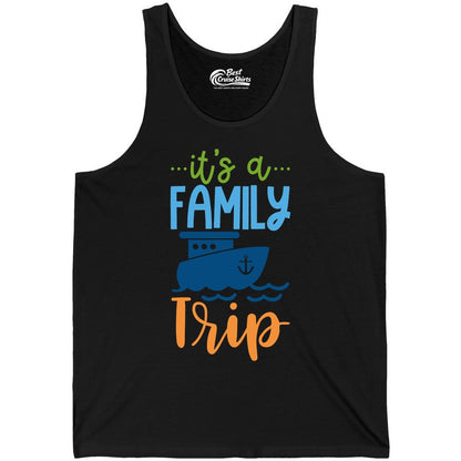 Family Cruise Shirts - Fun Matching Outfits for Family Trip Cruise (Tank Top) in Black - Family Cruise Trip Matching Shirts - Fun Ship Illustration Design