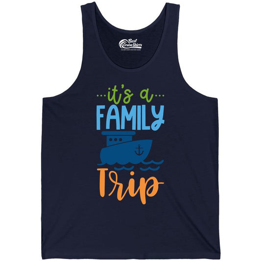 Family Cruise Shirts - Fun Matching Outfits for Family Trip Cruise (Tank Top) in Navy - Family Cruise Trip Matching Shirts - Fun Ship Illustration Design