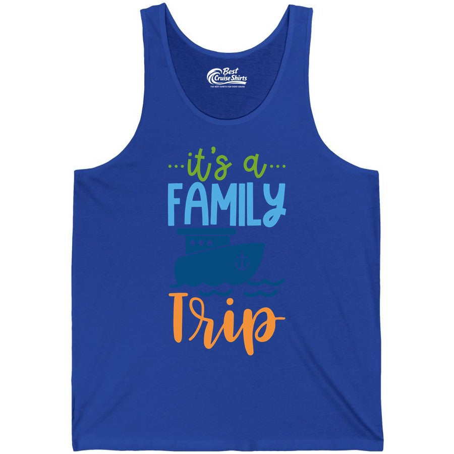 Family Cruise Shirts - Fun Matching Outfits for Family Trip Cruise (Tank Top) in True Royal - Family Cruise Trip Matching Shirts - Fun Ship Illustration Design