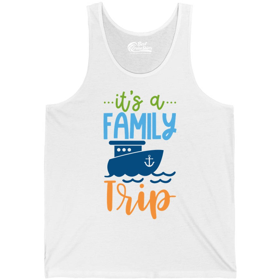 Family Cruise Shirts - Fun Matching Outfits for Family Trip Cruise (Tank Top) in White - Family Cruise Trip Matching Shirts - Fun Ship Illustration Design