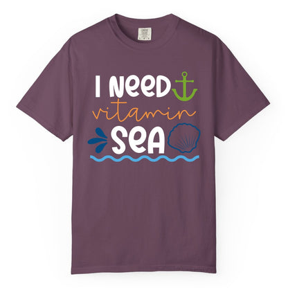 I Need Vitamin Sea Shirt - Nautical Beach Lover Summer Apparel (Comfort Color) in Berry - I Need Vitamin Sea Shirt - Nautical Beach Lover Summer Graphic Tee