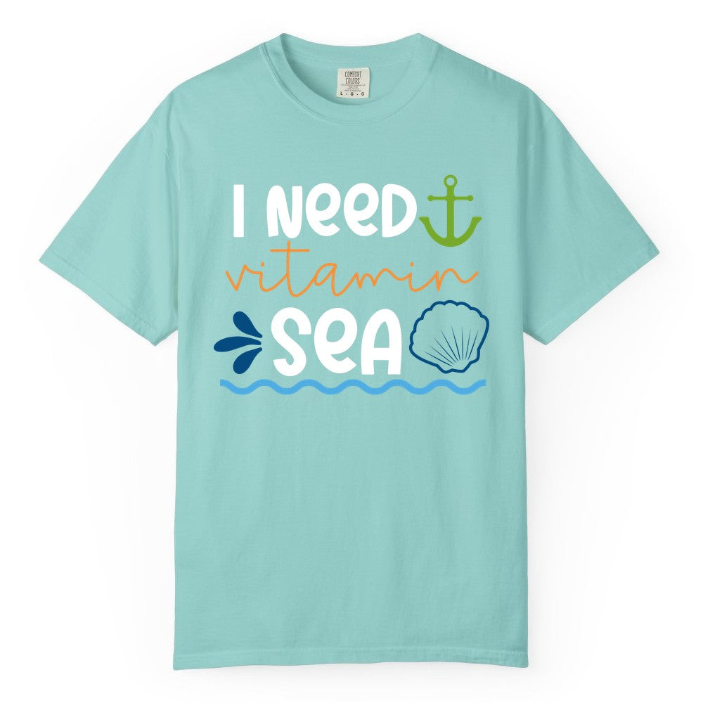 I Need Vitamin Sea Shirt - Nautical Beach Lover Summer Apparel (Comfort Color) in Chalky Mint - I Need Vitamin Sea Shirt - Nautical Beach Lover Summer Graphic Tee