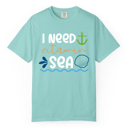 I Need Vitamin Sea Shirt - Nautical Beach Lover Summer Apparel (Comfort Color) in Chalky Mint - I Need Vitamin Sea Shirt - Nautical Beach Lover Summer Graphic Tee