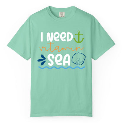 I Need Vitamin Sea Shirt - Nautical Beach Lover Summer Apparel (Comfort Color) in Island Reef - I Need Vitamin Sea Shirt - Nautical Beach Lover Summer Graphic Tee