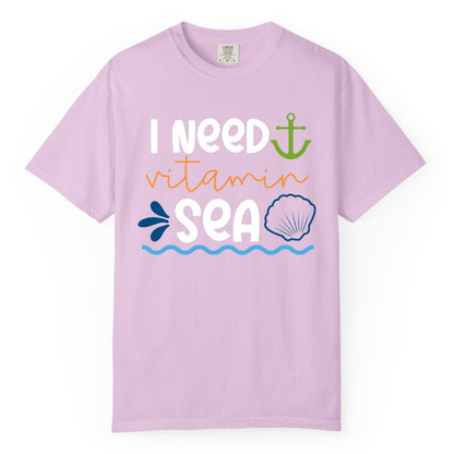 I Need Vitamin Sea Shirt - Nautical Beach Lover Summer Apparel (Comfort Color) in Orchid - I Need Vitamin Sea Shirt - Nautical Beach Lover Summer Graphic Tee