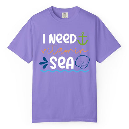 I Need Vitamin Sea Shirt - Nautical Beach Lover Summer Apparel (Comfort Color) in Violet - I Need Vitamin Sea Shirt - Nautical Beach Lover Summer Graphic Tee