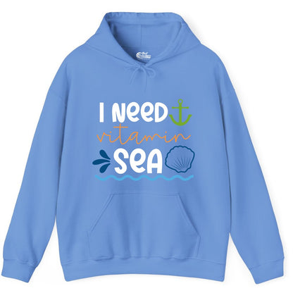 I Need Vitamin Sea Shirt - Nautical Beach Lover Summer Apparel (Hoodie) in Carolina Blue - I Need Vitamin Sea Shirt - Nautical Beach Lover Summer Graphic Tee
