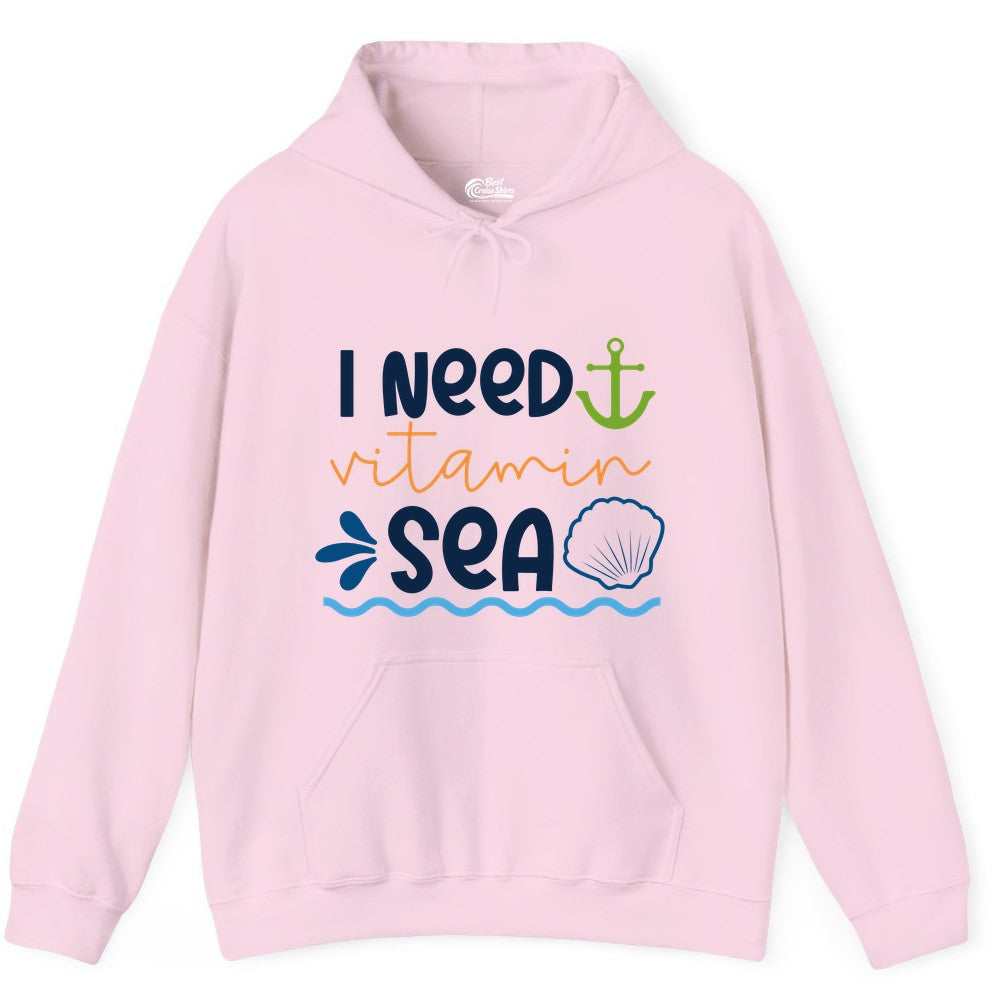 I Need Vitamin Sea Shirt - Nautical Beach Lover Summer Apparel (Hoodie) in Light Pink - I Need Vitamin Sea Shirt - Nautical Beach Lover Summer Graphic Tee