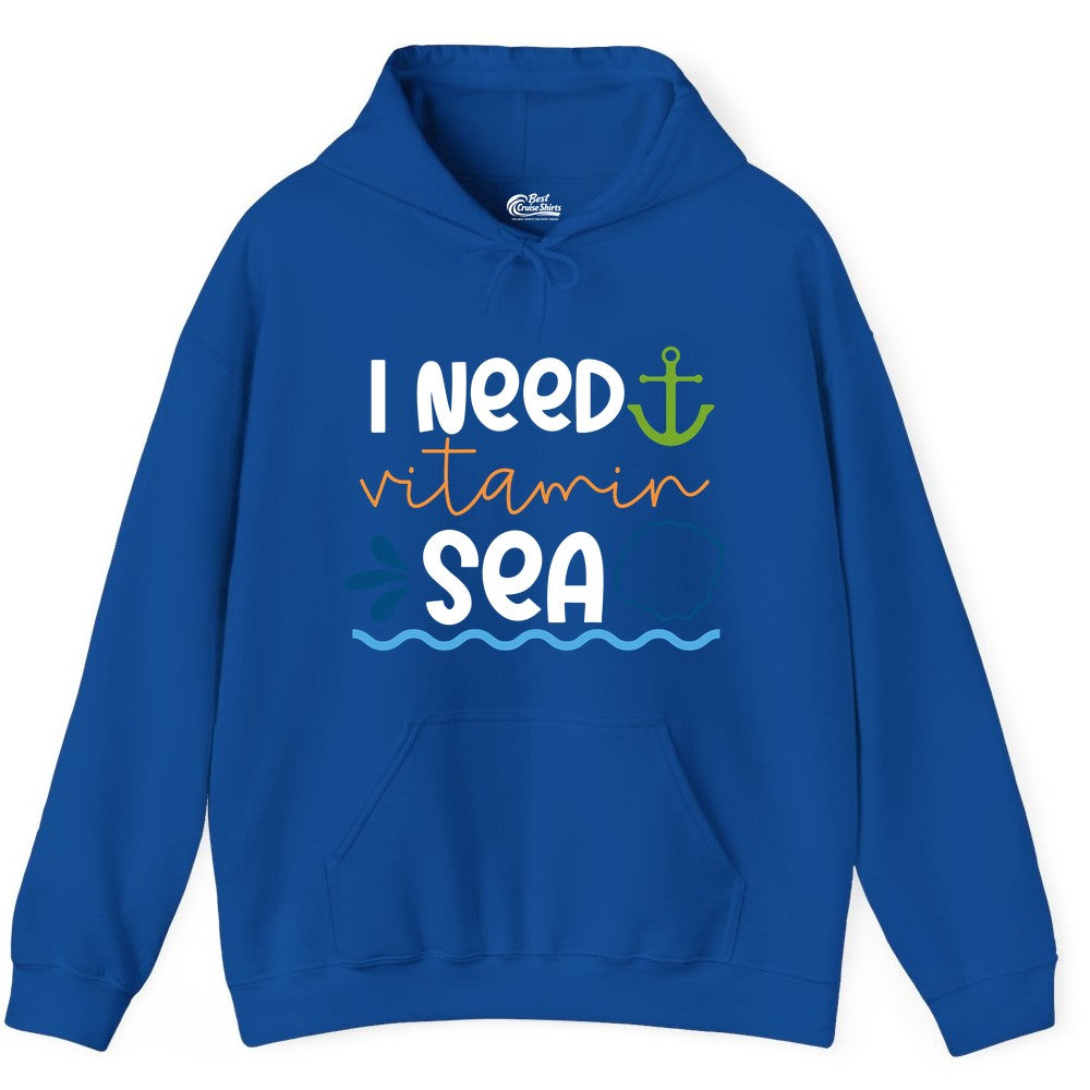 I Need Vitamin Sea Shirt - Nautical Beach Lover Summer Apparel (Hoodie) in Royal - I Need Vitamin Sea Shirt - Nautical Beach Lover Summer Graphic Tee