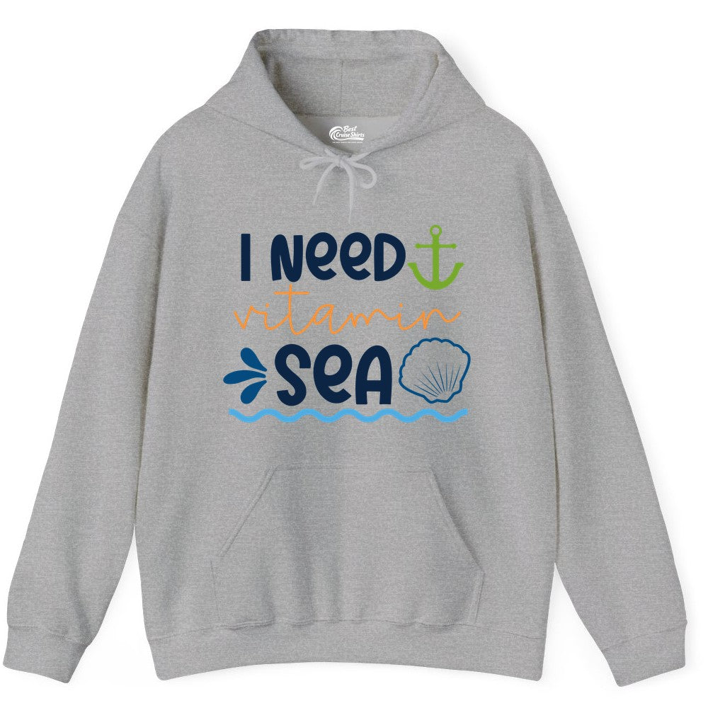 I Need Vitamin Sea Shirt - Nautical Beach Lover Summer Apparel (Hoodie) in Sport Grey - I Need Vitamin Sea Shirt - Nautical Beach Lover Summer Graphic Tee