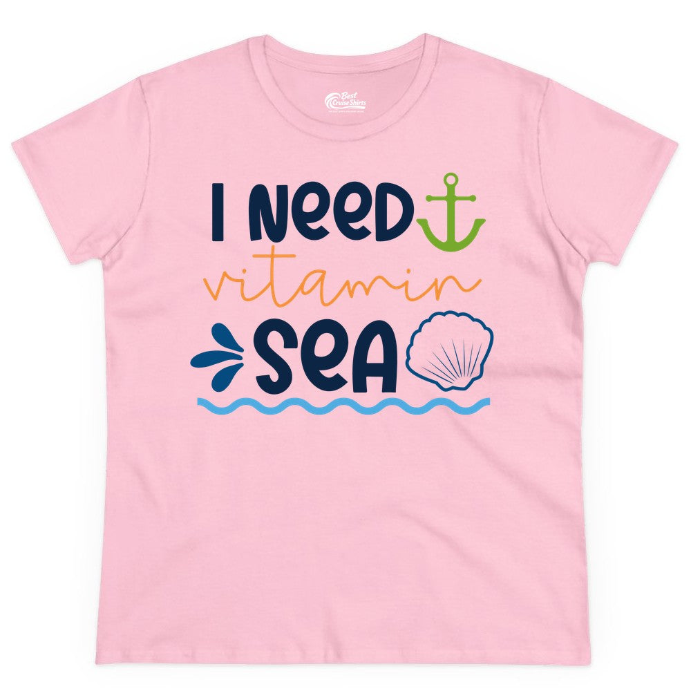I Need Vitamin Sea Shirt - Nautical Beach Lover Summer Apparel (Ladies Tee) in Light Pink - I Need Vitamin Sea Shirt - Nautical Beach Lover Summer Graphic Tee