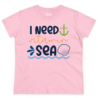 I Need Vitamin Sea Shirt - Nautical Beach Lover Summer Apparel (Ladies Tee) in Light Pink - I Need Vitamin Sea Shirt - Nautical Beach Lover Summer Graphic Tee