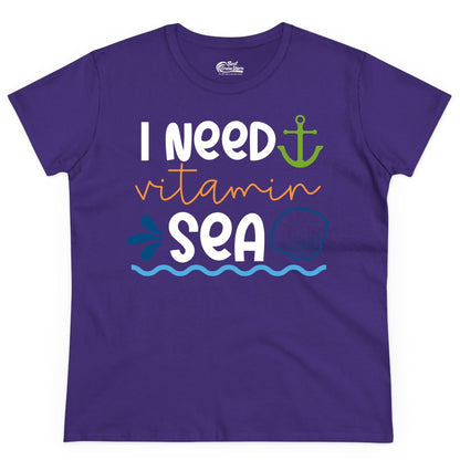 I Need Vitamin Sea Shirt - Nautical Beach Lover Summer Apparel (Ladies Tee) in Purple - I Need Vitamin Sea Shirt - Nautical Beach Lover Summer Graphic Tee